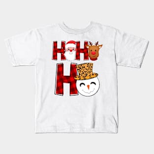 Ho Ho Ho Santa Snowman Reindeer Christmas Kids T-Shirt